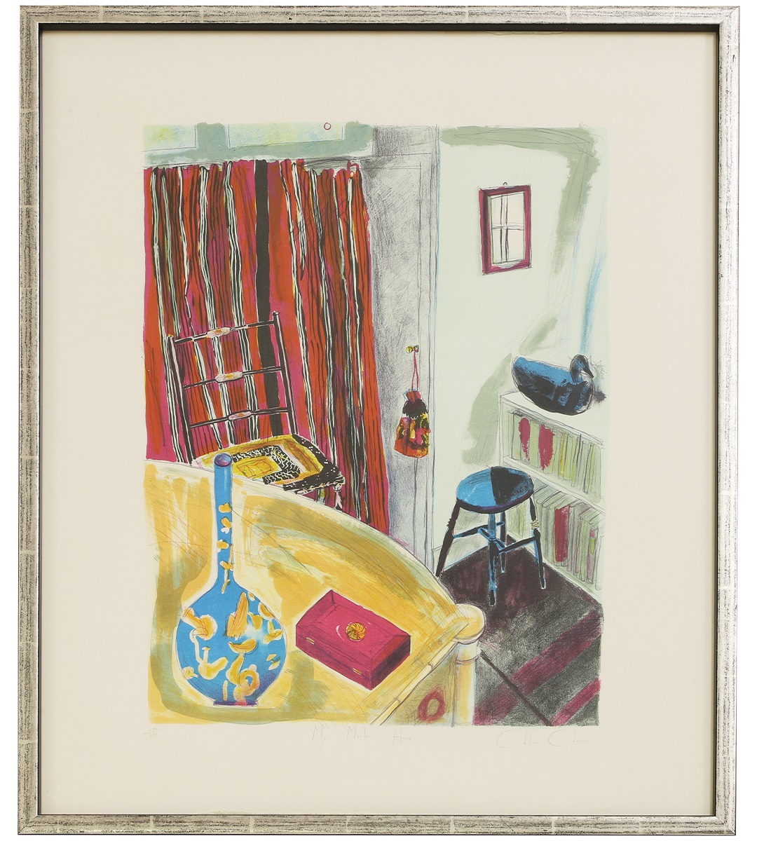 ▲ Chloë Cheese (b.1952), 'My Mother’s House', lithograph in colours (£300-500)